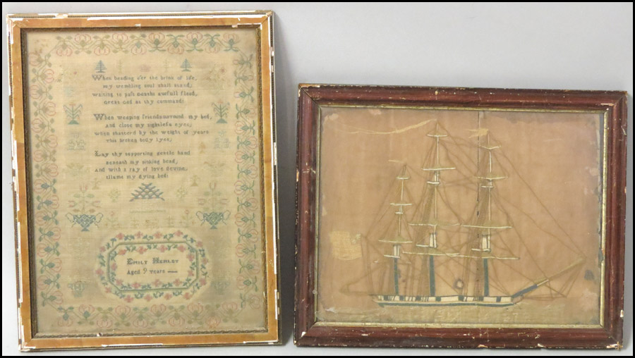 FRAMED 19TH C NEEDLEPOINT SAMPLER  177690