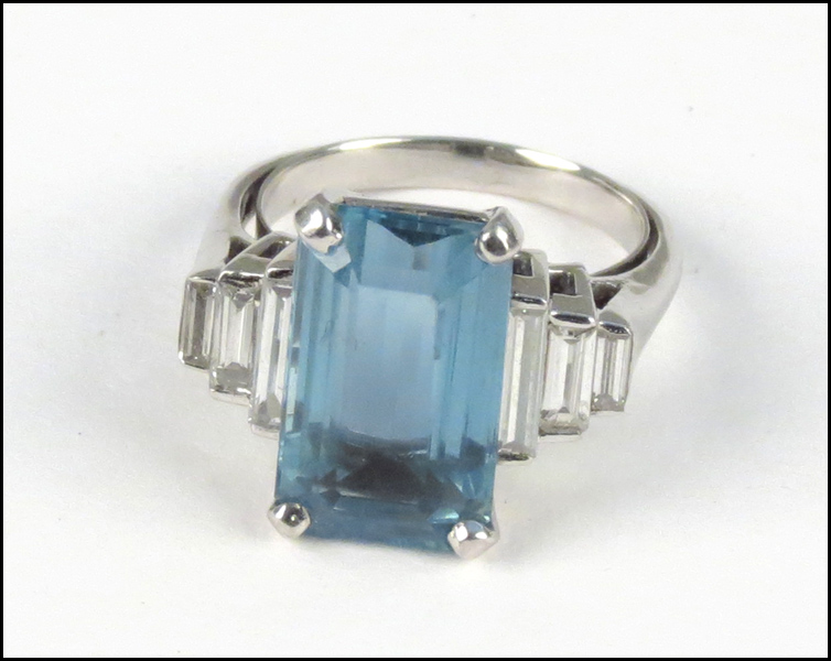 AQUAMARINE DIAMOND AND PLATINUM