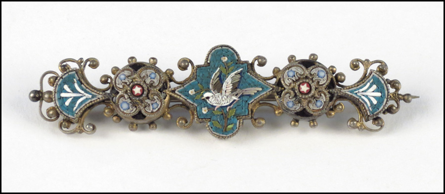 ITALIAN MICRO MOSAIC BROOCH. Length: