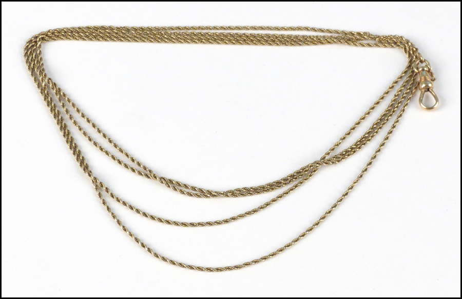 14 KARAT YELLOW GOLD ROPE NECKLACE.