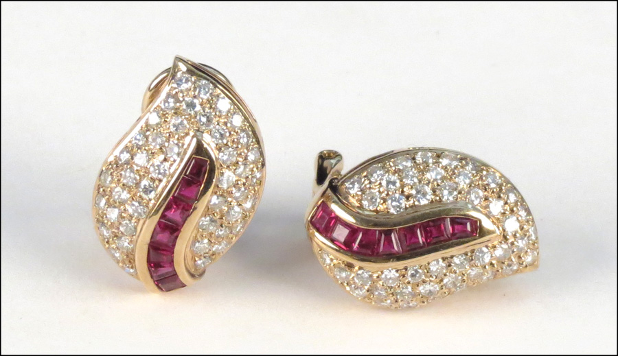 PAIR OF RUBY DIAMOND AND 18 KARAT 1776e6