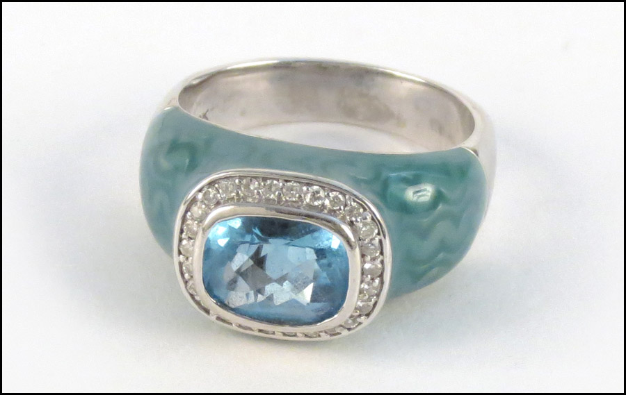 BLUE TOPAZ DIAMOND ENAMEL AND 18 1776ef