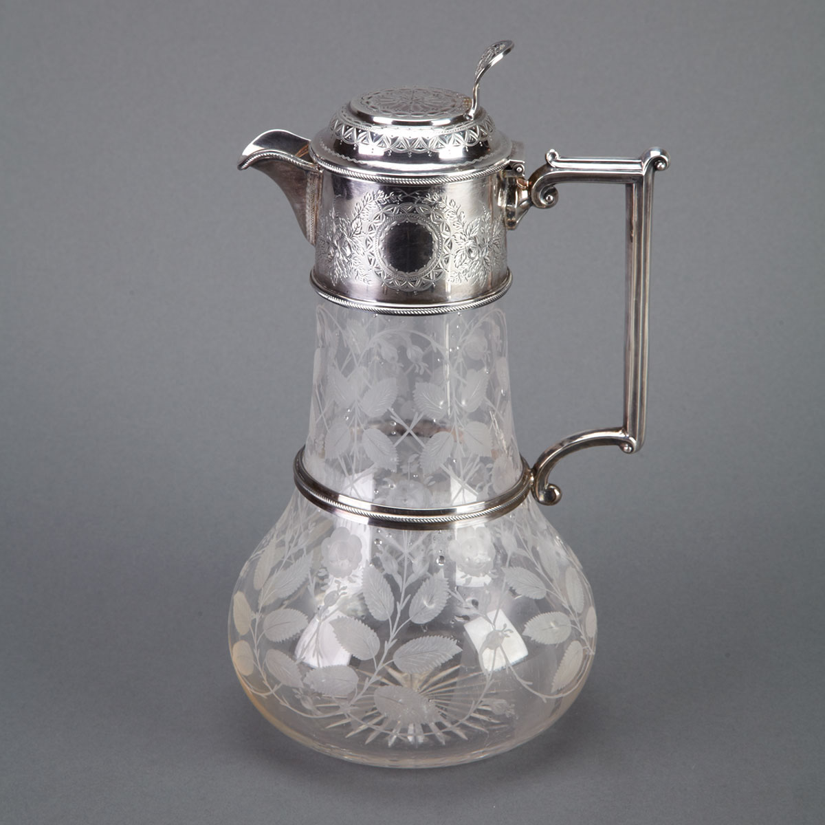 Victorian Silver Mounted Engraved Glass
