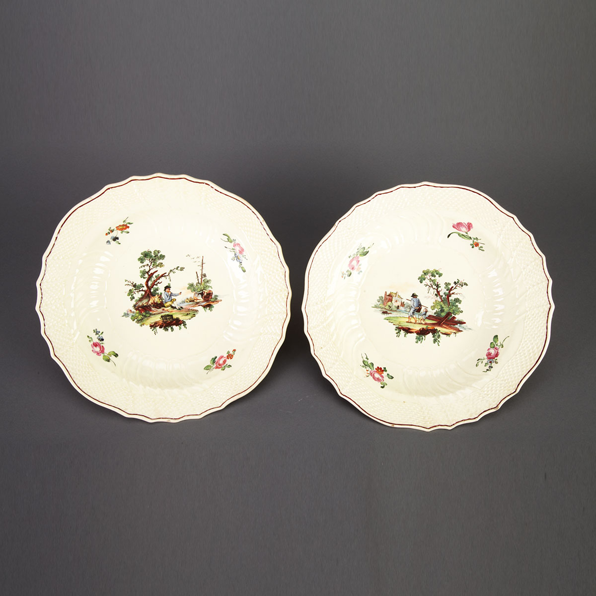 Pair of Prague Creamware Soup Plates 1777bc