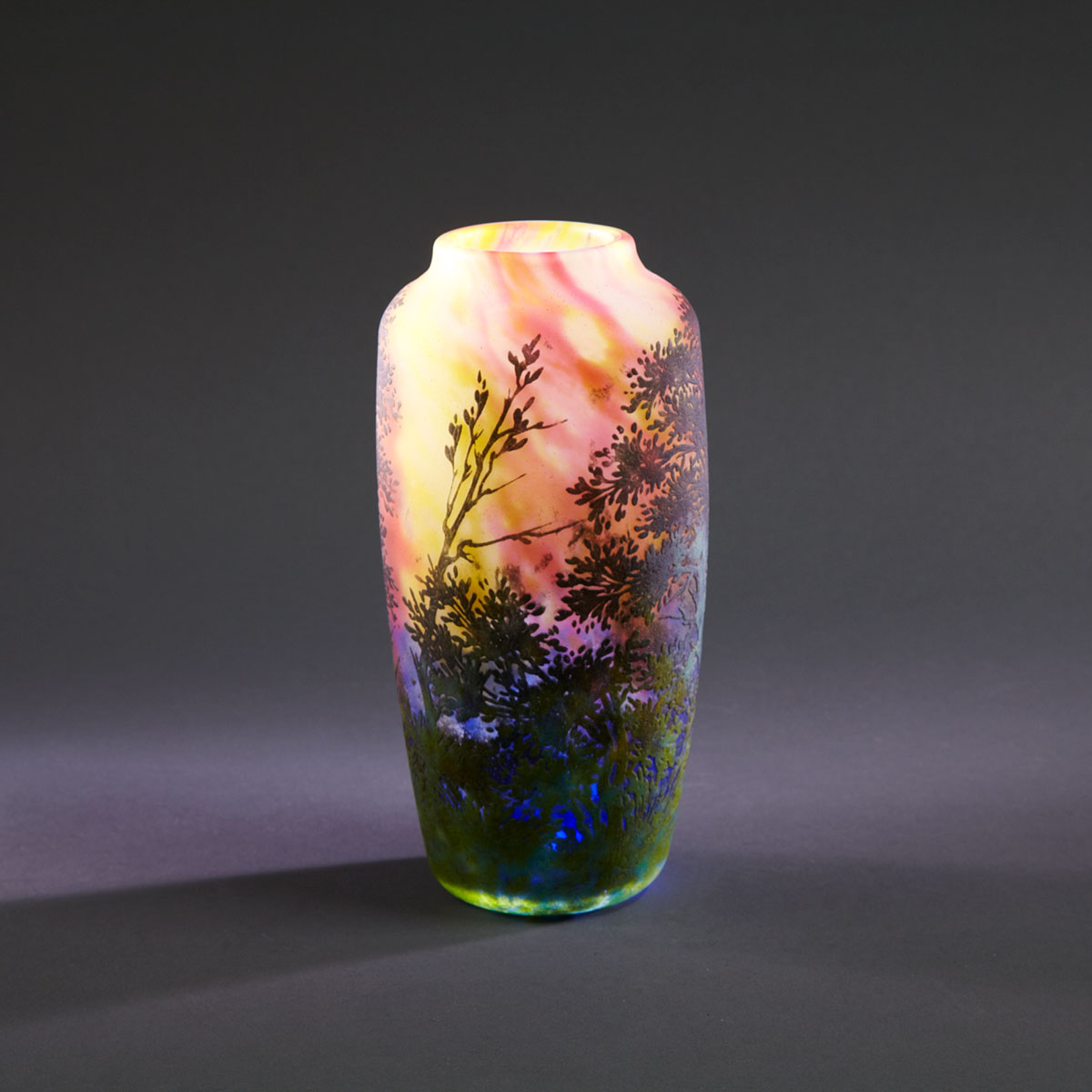 Daum Cameo Glass Landscape Vase