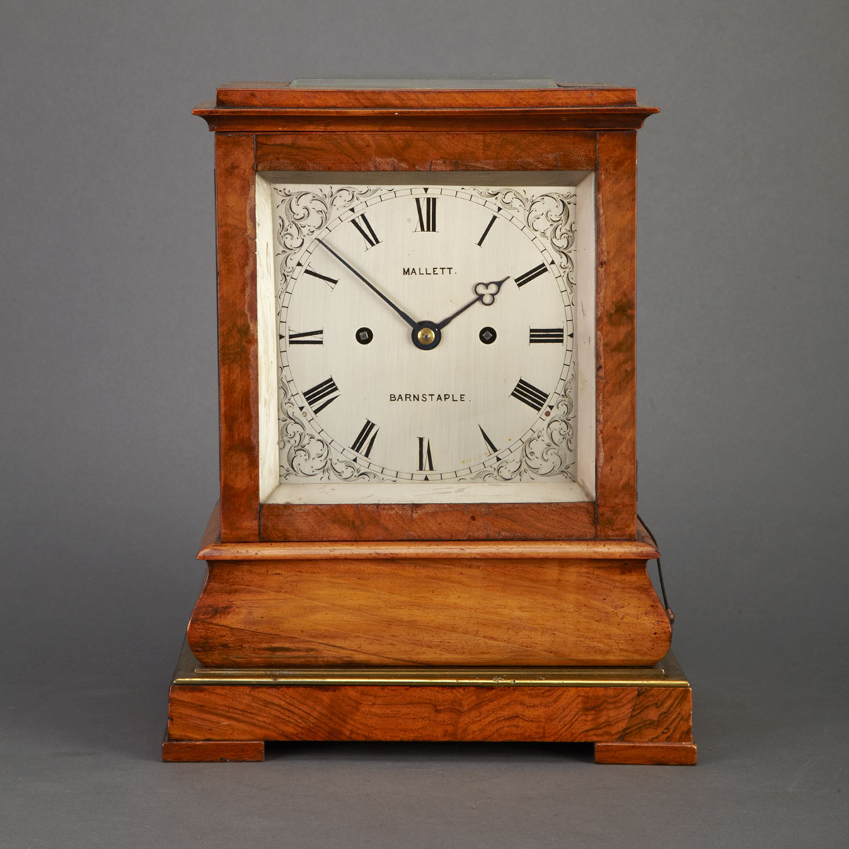 English Walnut Mantle Clock Mallett