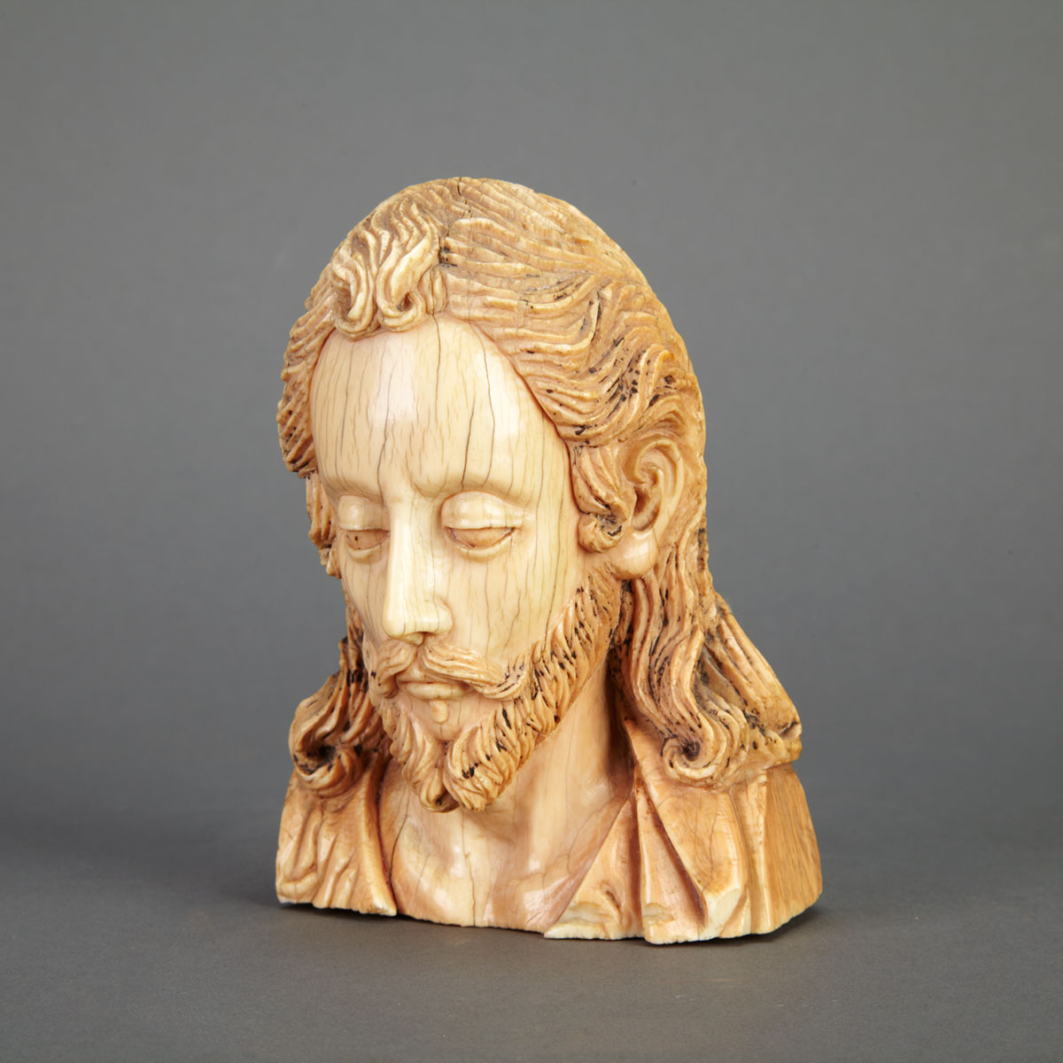 Carved and Polychromed Ivory Head 177831