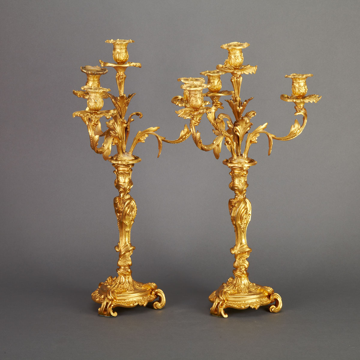 Pair of Louis XV Style Gilt Bronze
