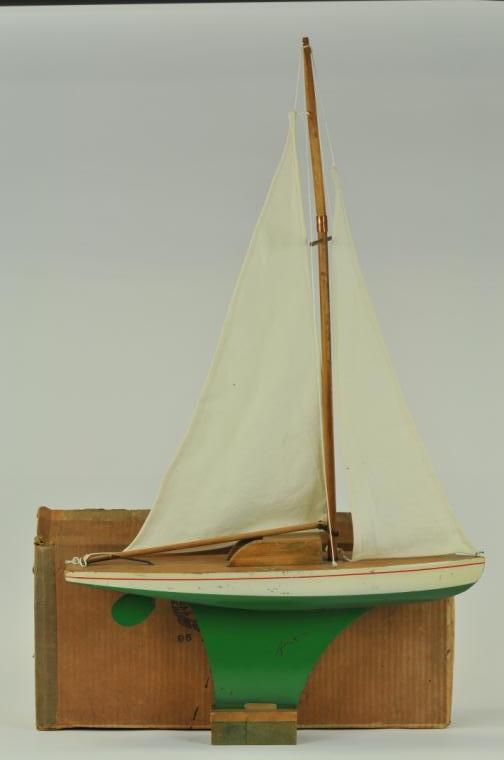 SCHOENHUT WOODEN HULL YACHT WITH