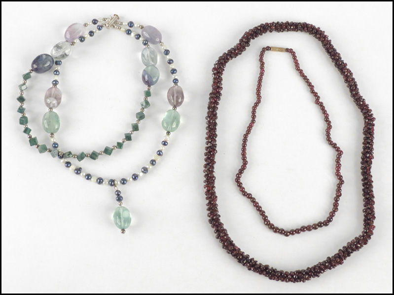 FLUORITE AND FRESHWATER PEARL TWO STRAND 1779fd