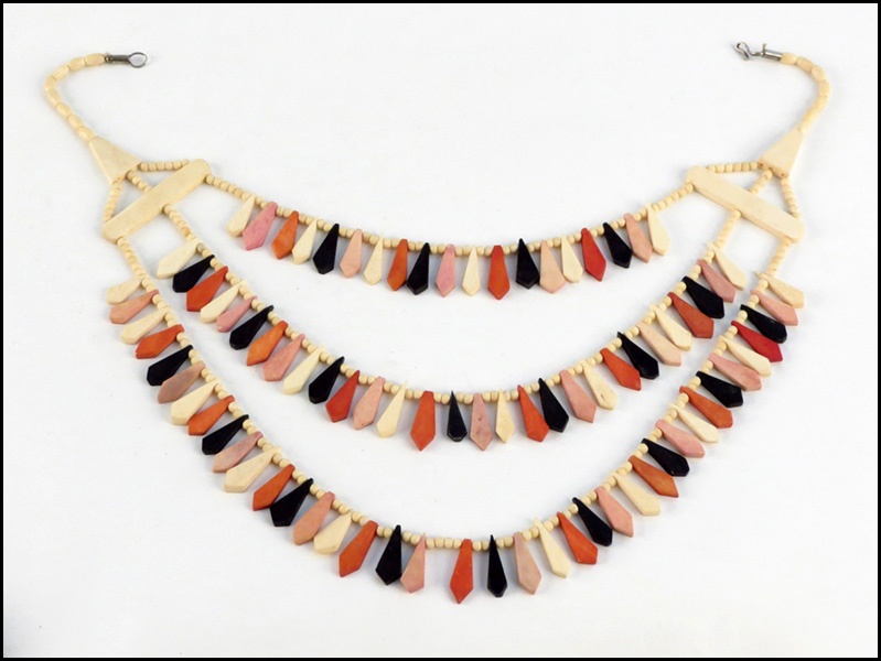 PAINTED BONE THREE STRAND NECKLACE  177a0a