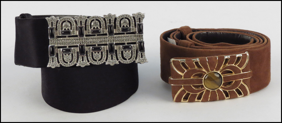 TWO JUDITH LEIBER BELTS. Includes