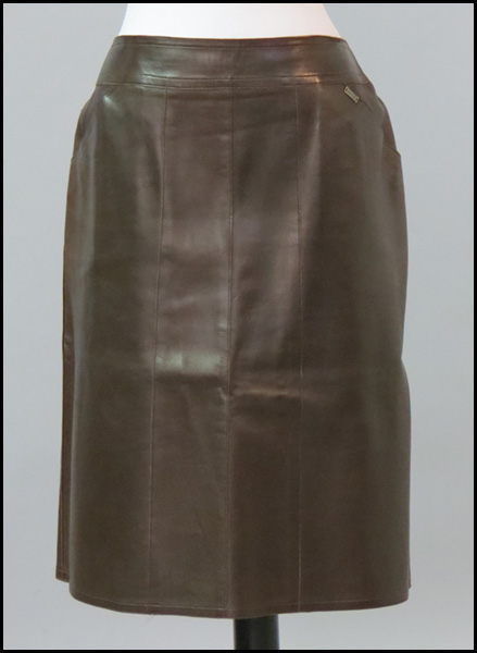 CHANEL BROWN LEATHER SKIRT Size  177aba