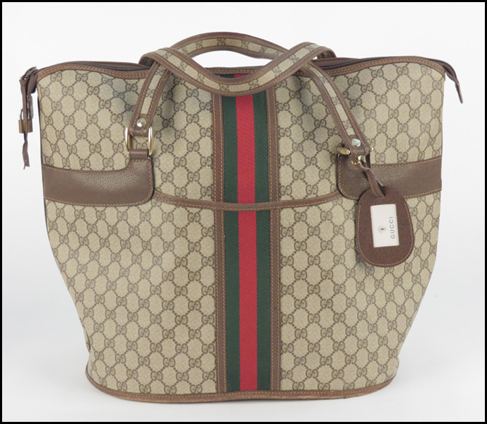 GUCCI MONOGRAMMED CANVAS AND LEATHER