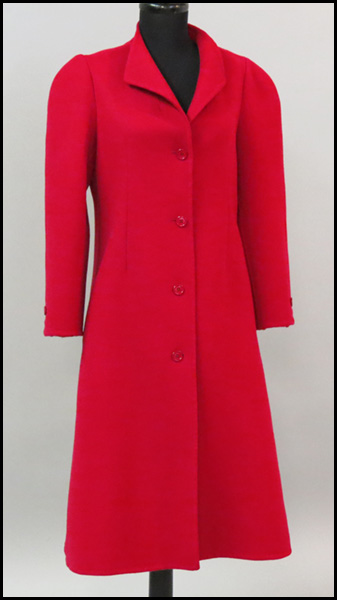 MAGENTA WOOL A-LINE COAT. Attributed