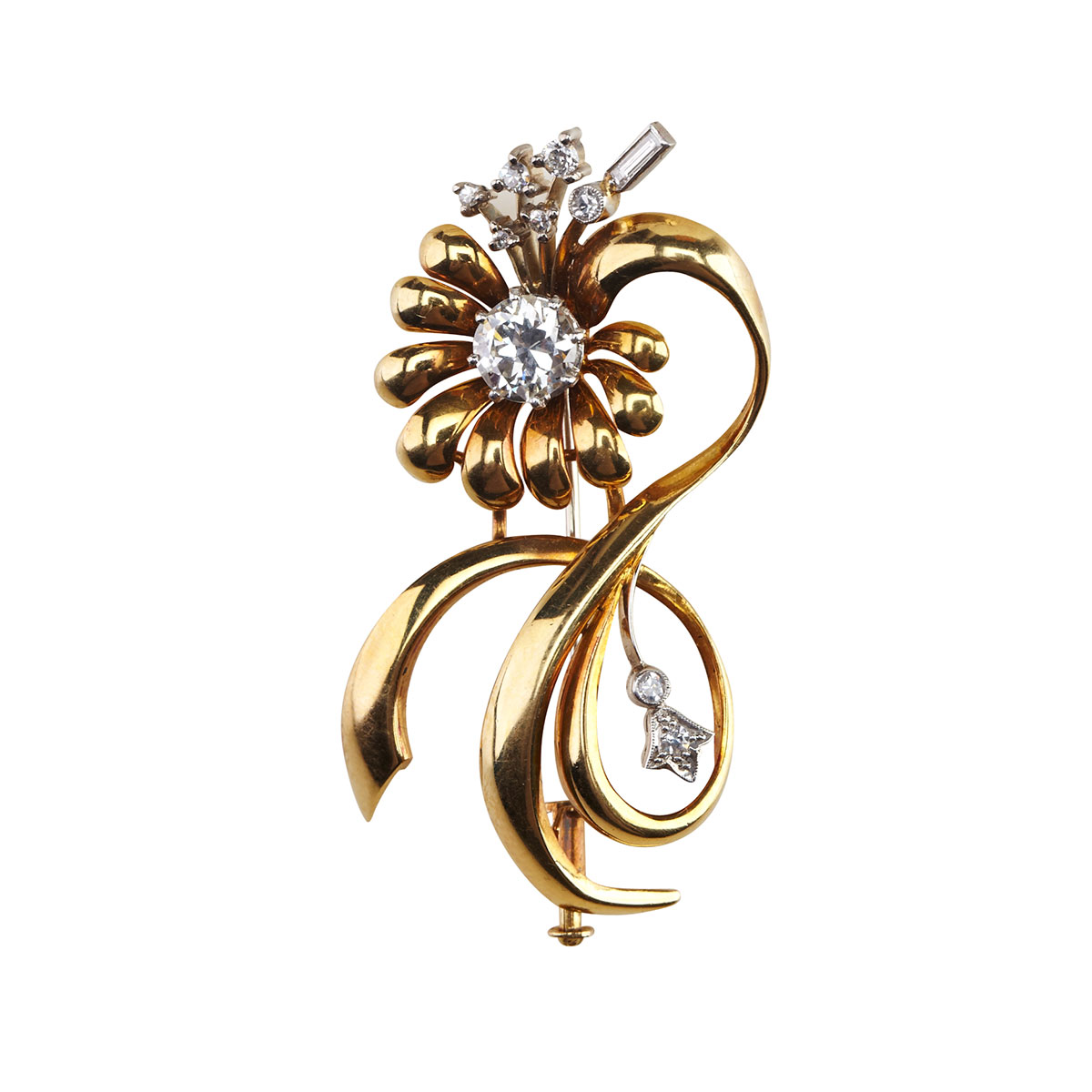 18k Yellow And White Gold Floral 177b5d