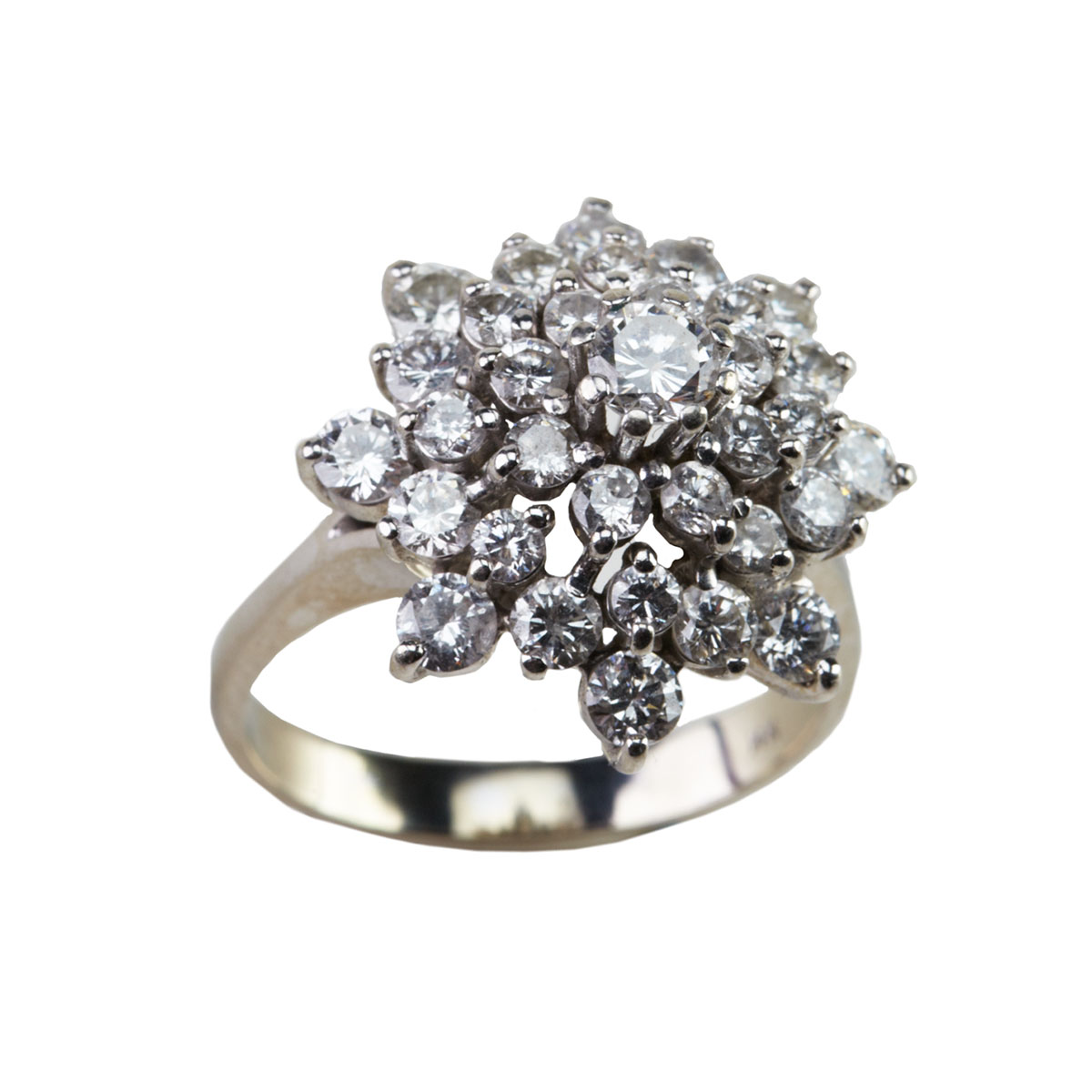 14k White Gold Cluster Ring  177b68