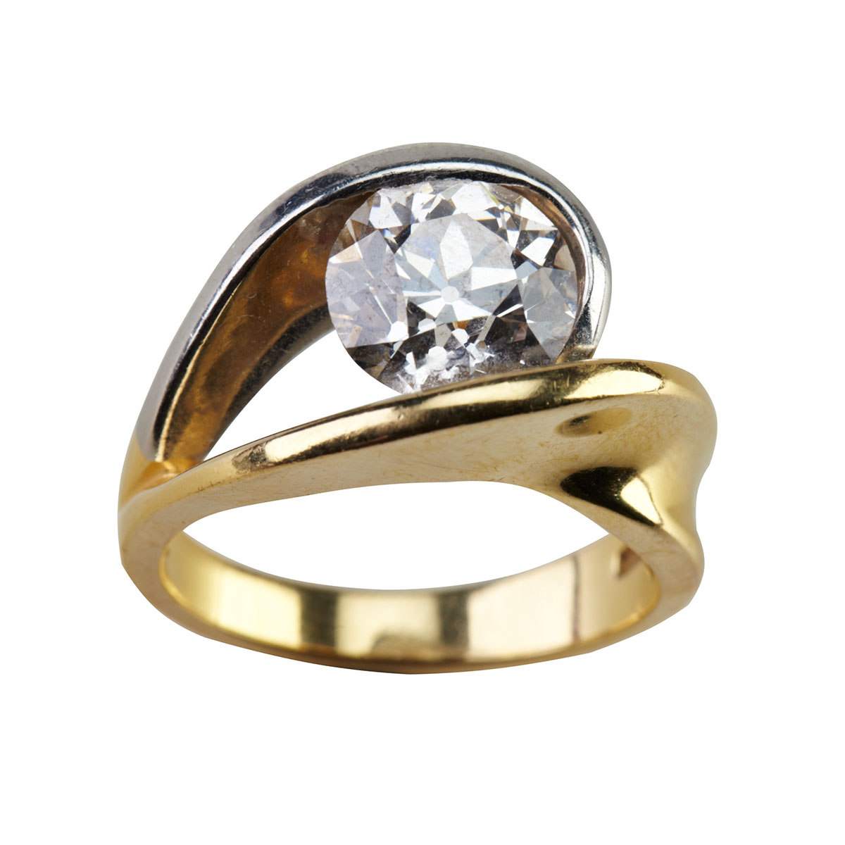 18k Yellow Gold And Platinum Solitaire 177b69