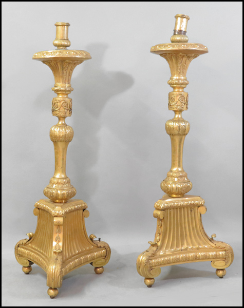 PAIR OF FRENCH GILT COPPER TORCHIERES  177b9b