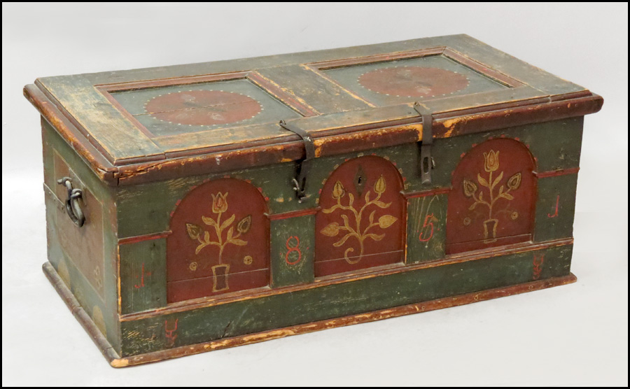 19TH CENTURY GERMAN PAINTED CHEST.