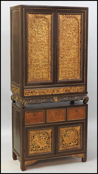 CHINESE GILTWOOD CABINET Comprised 177bdd