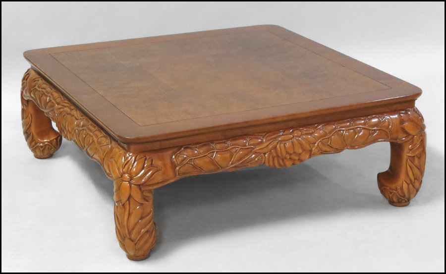 CARVED ELMWOOD COCKTAIL TABLE  177bde