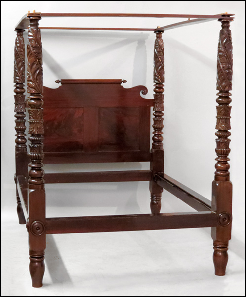 19TH CENTURY CARVED MAHOGANY FOUR-POSTER