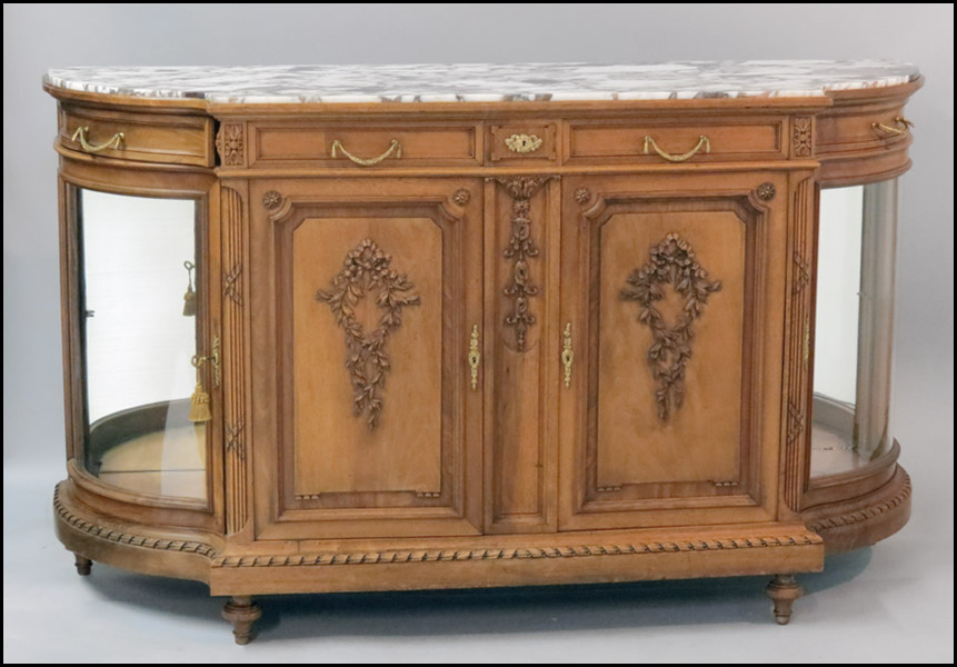 FRENCH WALNUT MARBLE TOP BAR CABINET  177c04