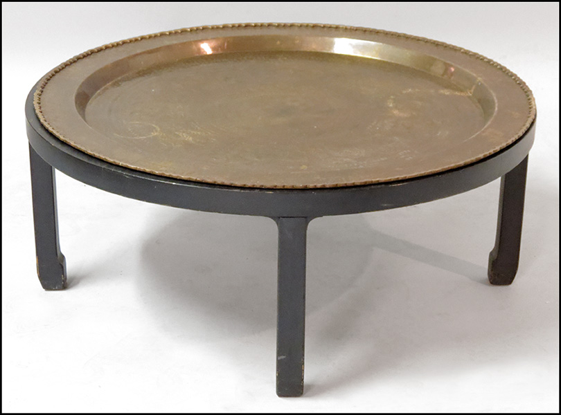 CHINESE BRASS TRAY TABLE. H :15.5''