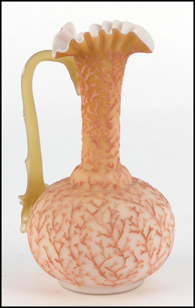 CORALENE SATIN GLASS CLARET JUG.