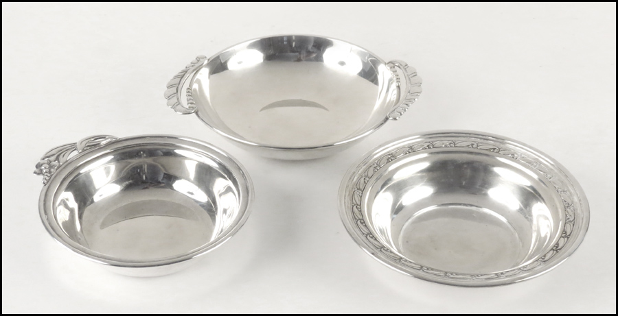 THREE RANDAHL STERLING SILVER DISHES.