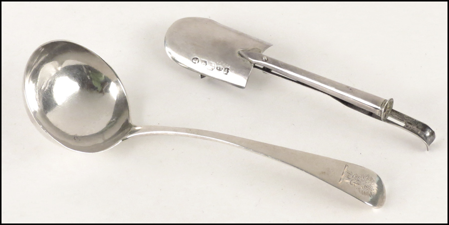 18TH CENTURY ENGLISH SILVER LADLE.