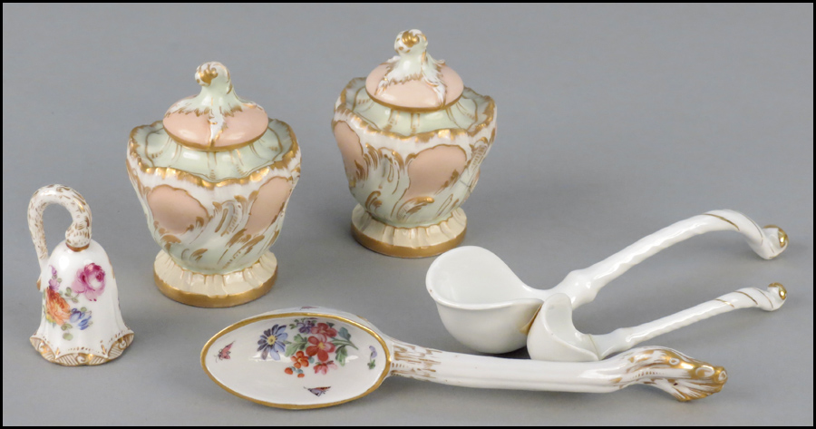 PAIR OF KPM GILT PORCELAIN COVERED