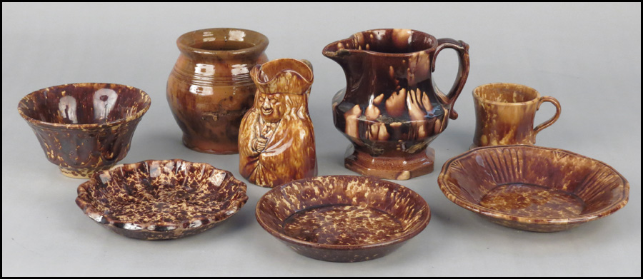 GROUP OF BENNINGTON STYLE POTTERY. Comprised