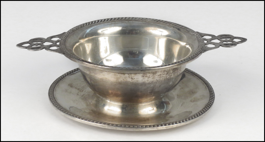 STERLING SILVER DOUBLE HANDLED BOWL.