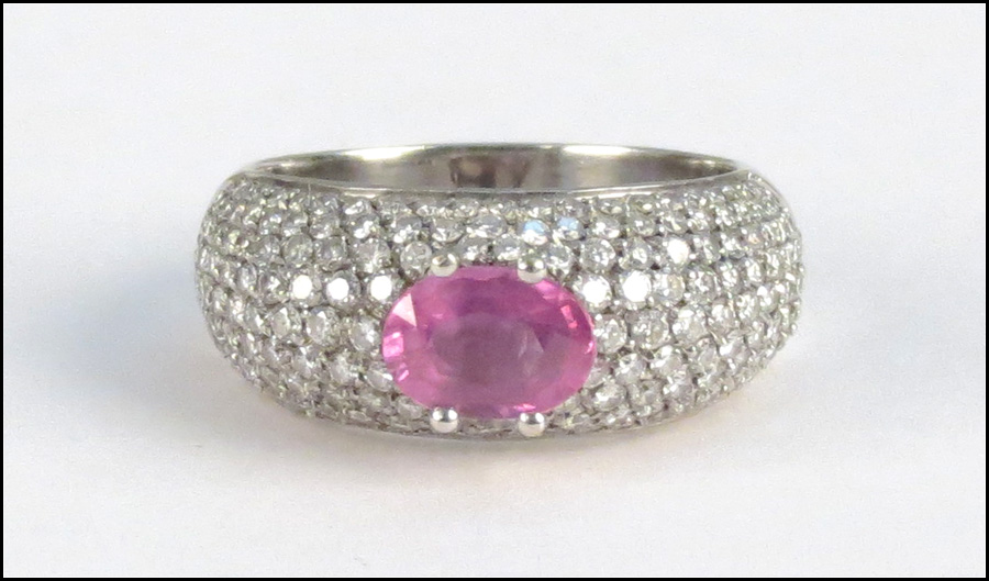 WHITE GOLD DIAMOND AND PINK SAPPHIRE