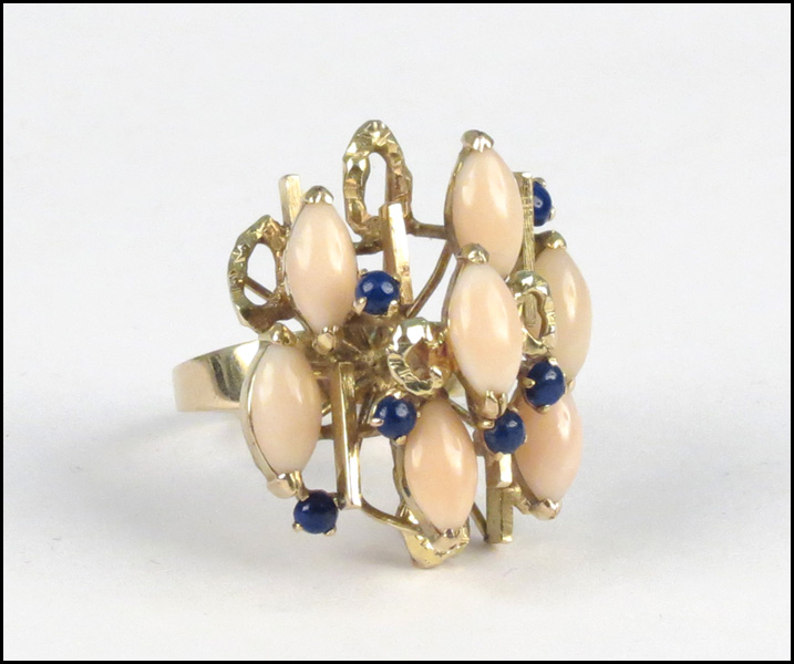 14 KARAT YELLOW GOLD CORAL AND