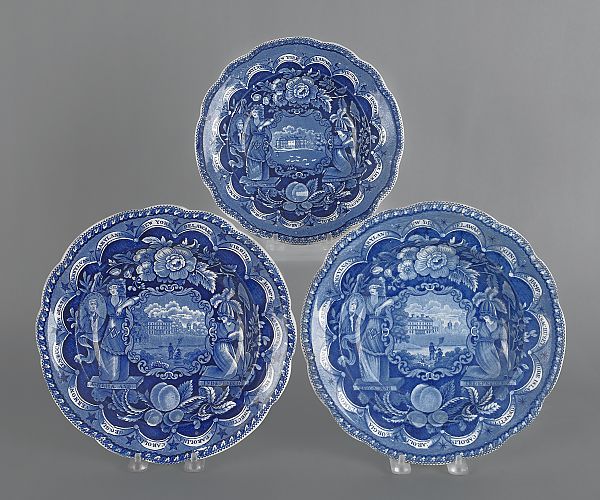 Three Historical blue Staffordshire 1758b0