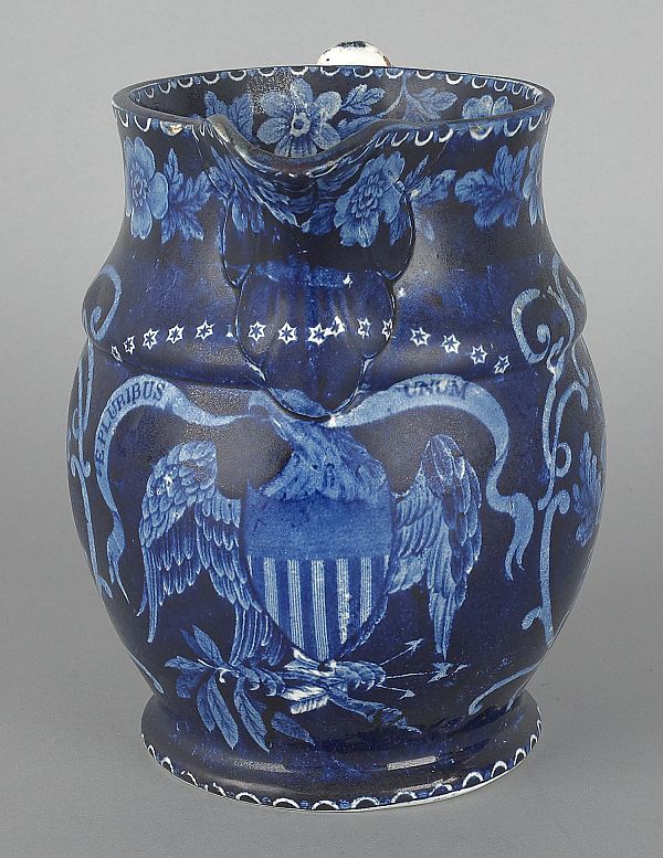 Historical blue Staffordshire pitcher