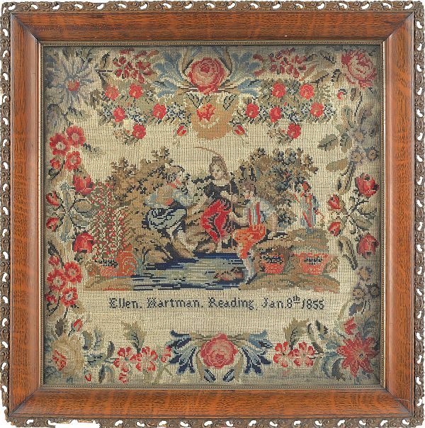 Pennsylvania wool needlework dated 1758d8