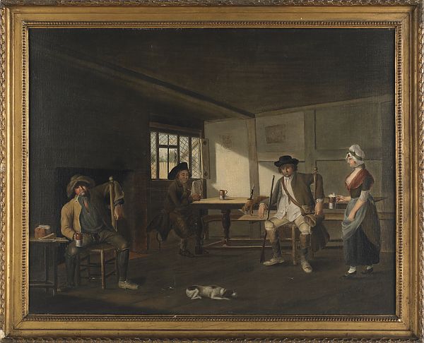 Continental oil on canvas tavern 1758ec