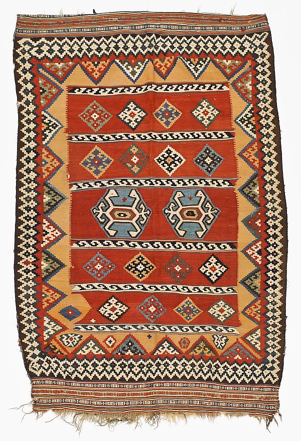Kilim carpet ca.1900 7'7" x 4'9".