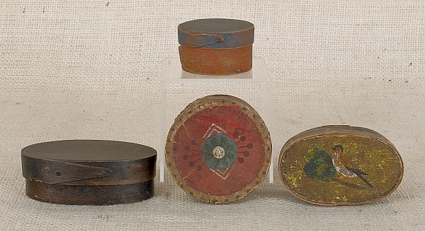 Three painted trinket boxes 19th 175991