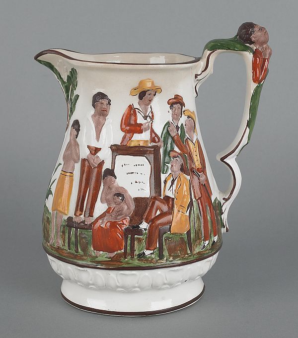 Staffordshire abolitionist's pitcher