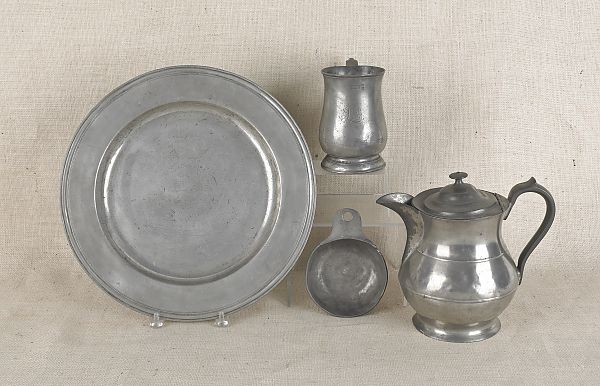 Collection of pewter to include 1759eb