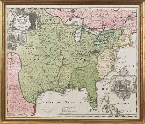 J.B. Homanno color engraved map of North