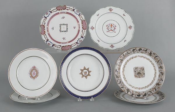 Seven assorted Chinese export plates