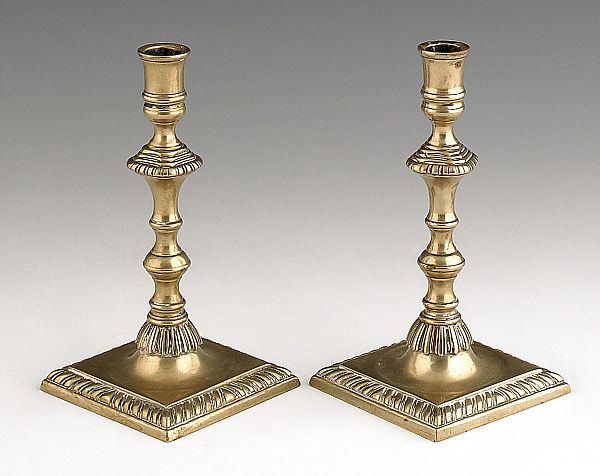 Pair of George III paktong tapersticks