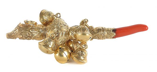 Victorian 18K gold baby rattle whistle 175a46