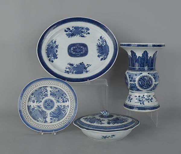 Group of blue Fitzhugh porcelain